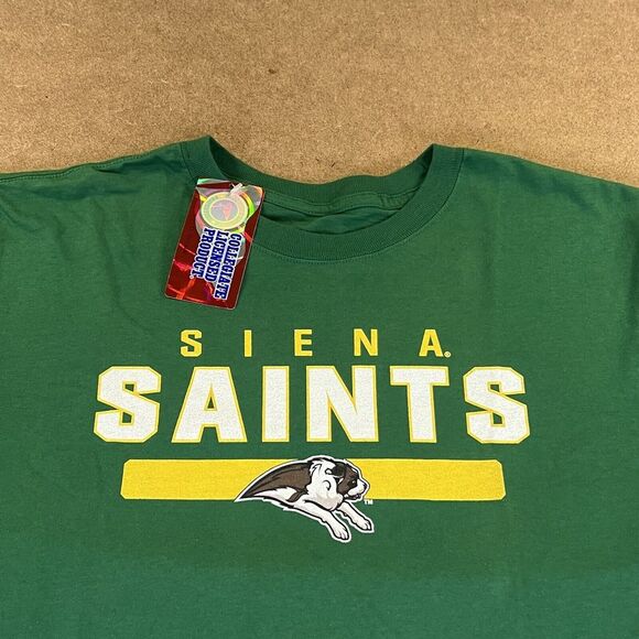 Siena Saints T Shirt Men Medium Green Long Sleeve Mascot Logo NCAA Athletic Gym - Picture 2 of 8